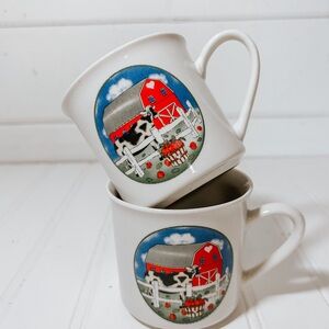 Vintage Country Cow 8oz Ceramic Coffee Mugs Set of 2 | Gibson Housewares